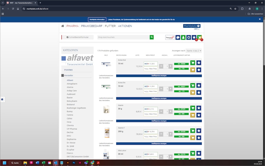 Screenshot vom alten Marktplatz-Design